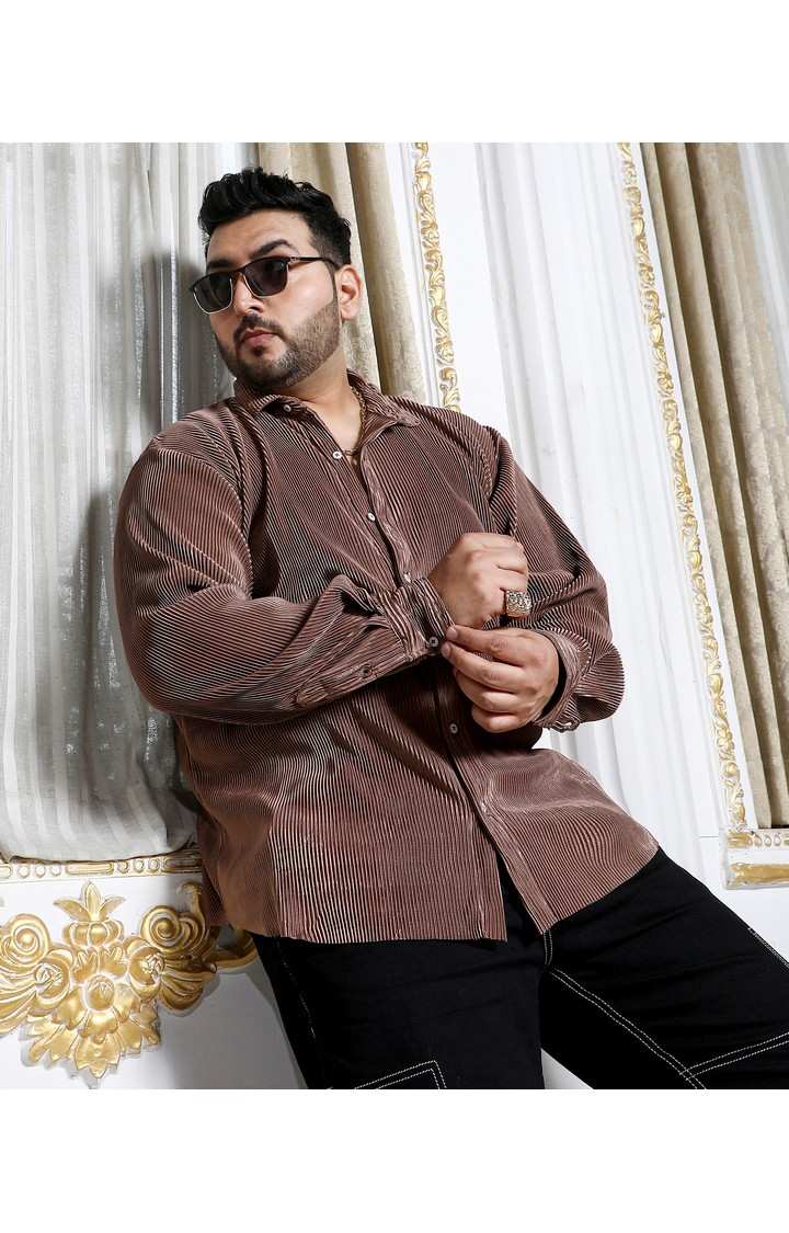 Men's Brown Solid Casual Shirts