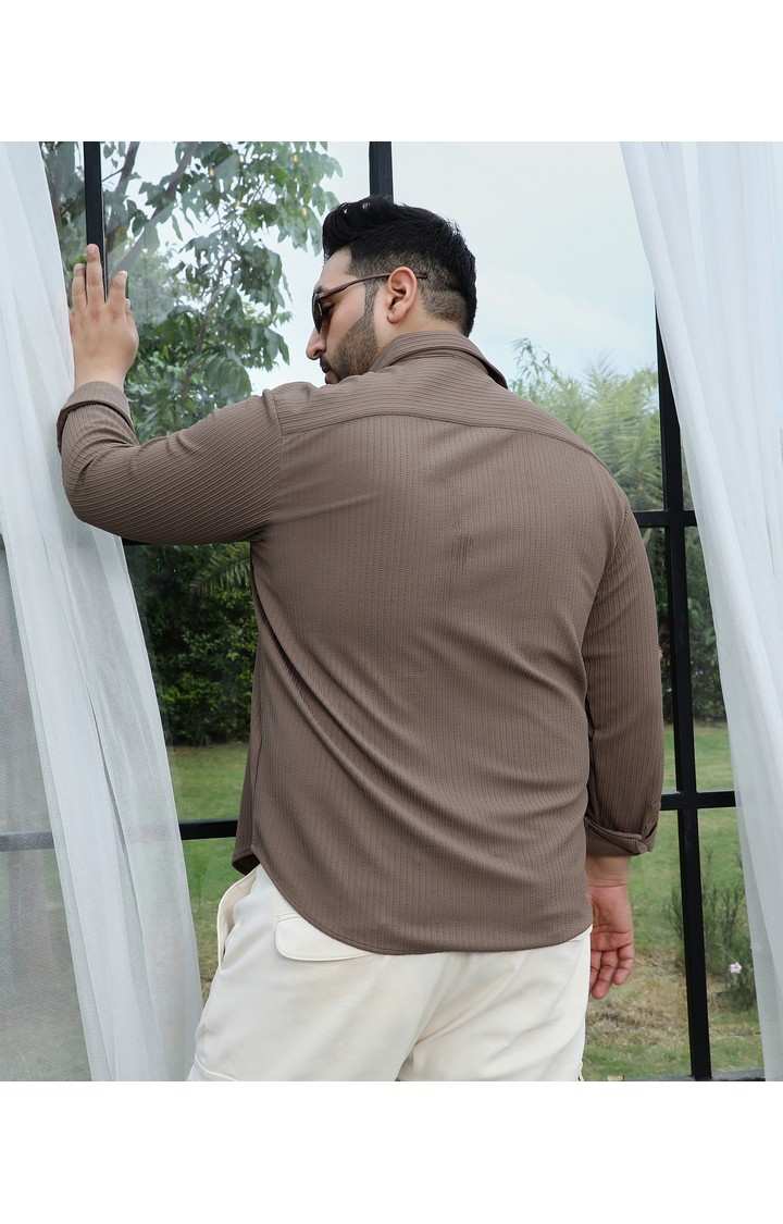 Men's Brown Solid Casual Shirts