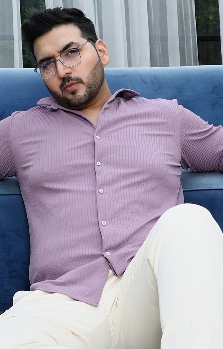 Men's Purple Solid Casual Shirts