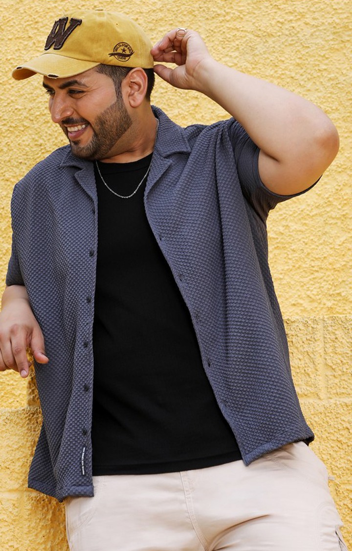 Men's Grey Solid Casual Shirts