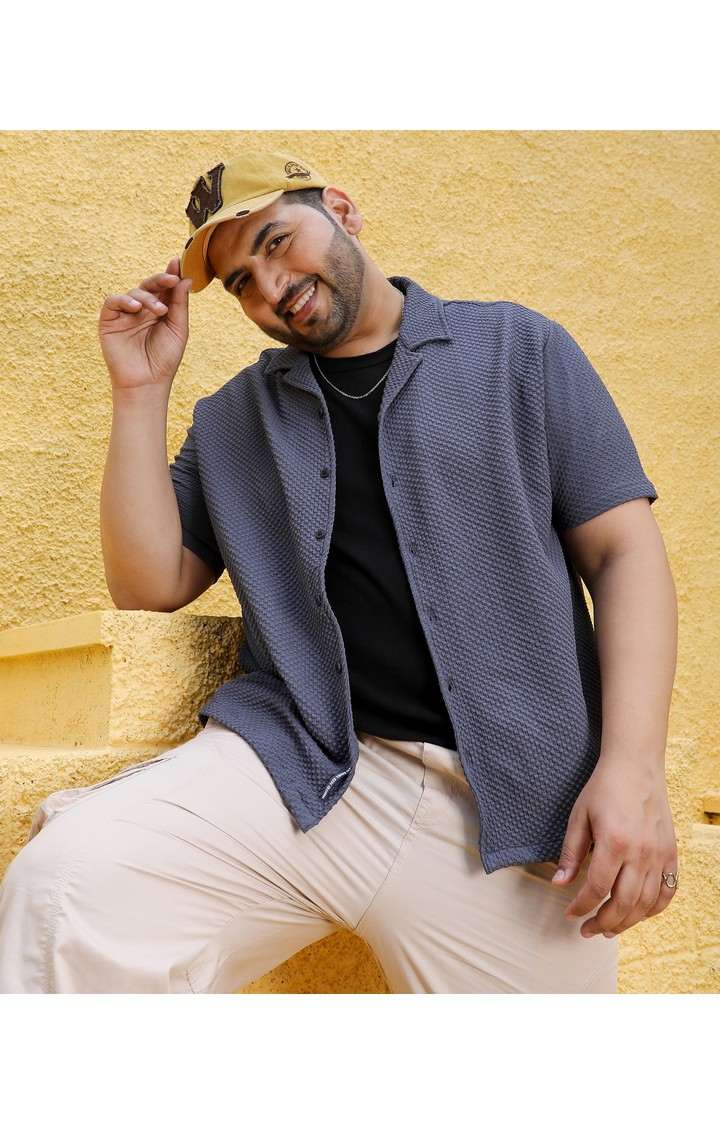 Men's Grey Solid Casual Shirts