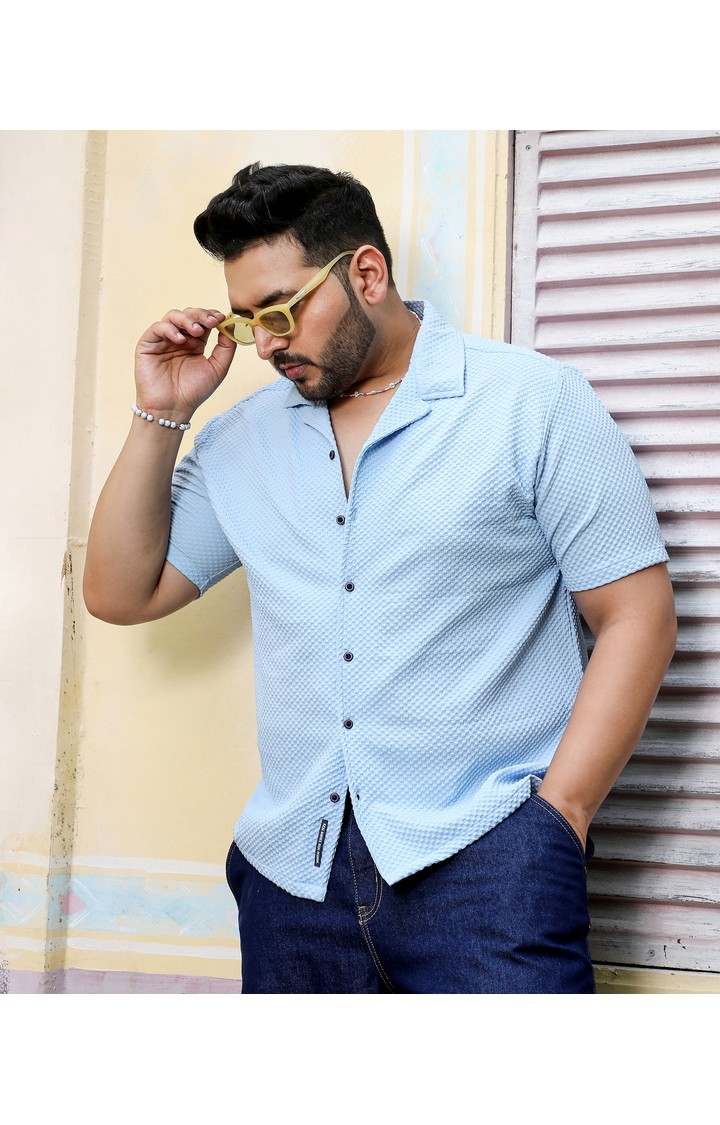 Men's Blue Solid Casual Shirts