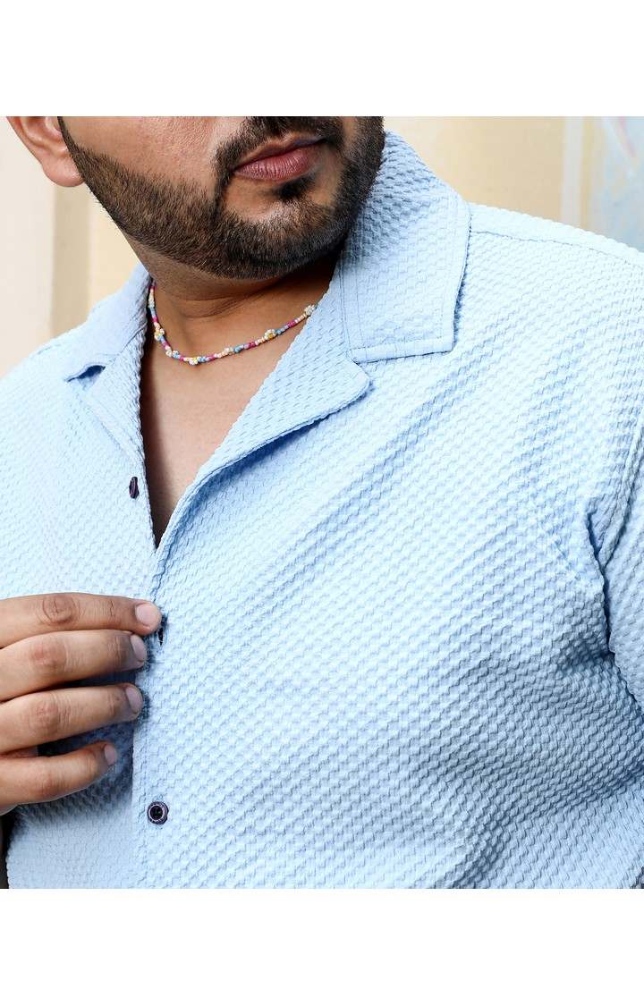 Men's Blue Solid Casual Shirts