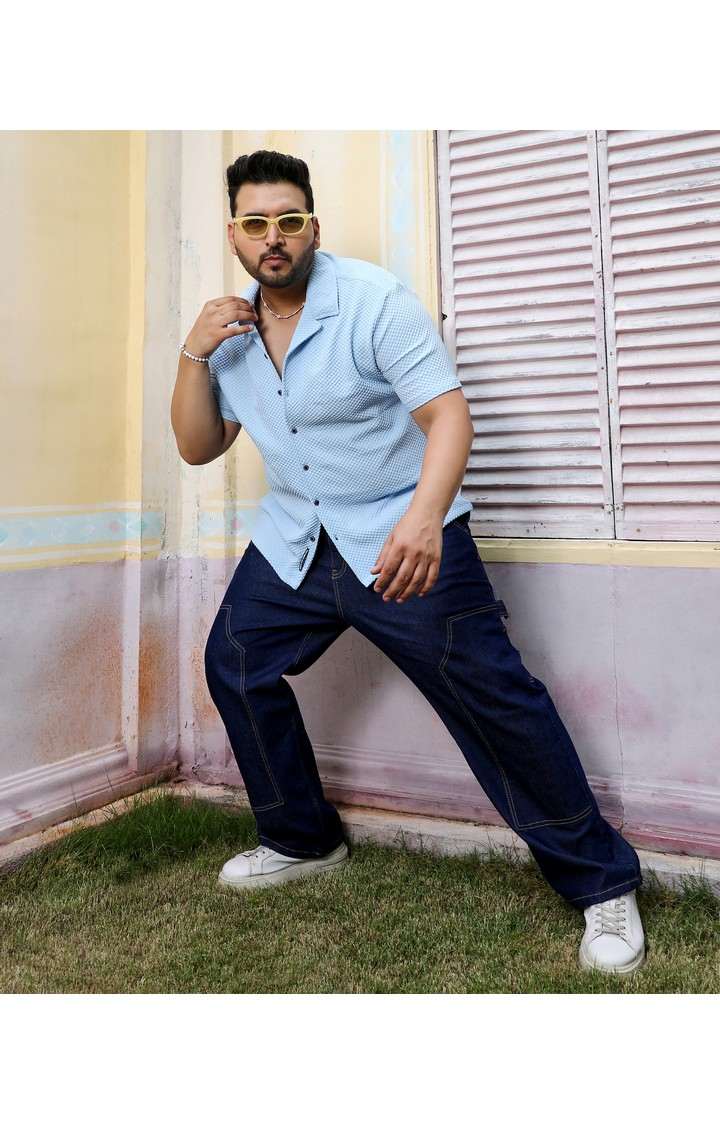 Men's Blue Solid Casual Shirts