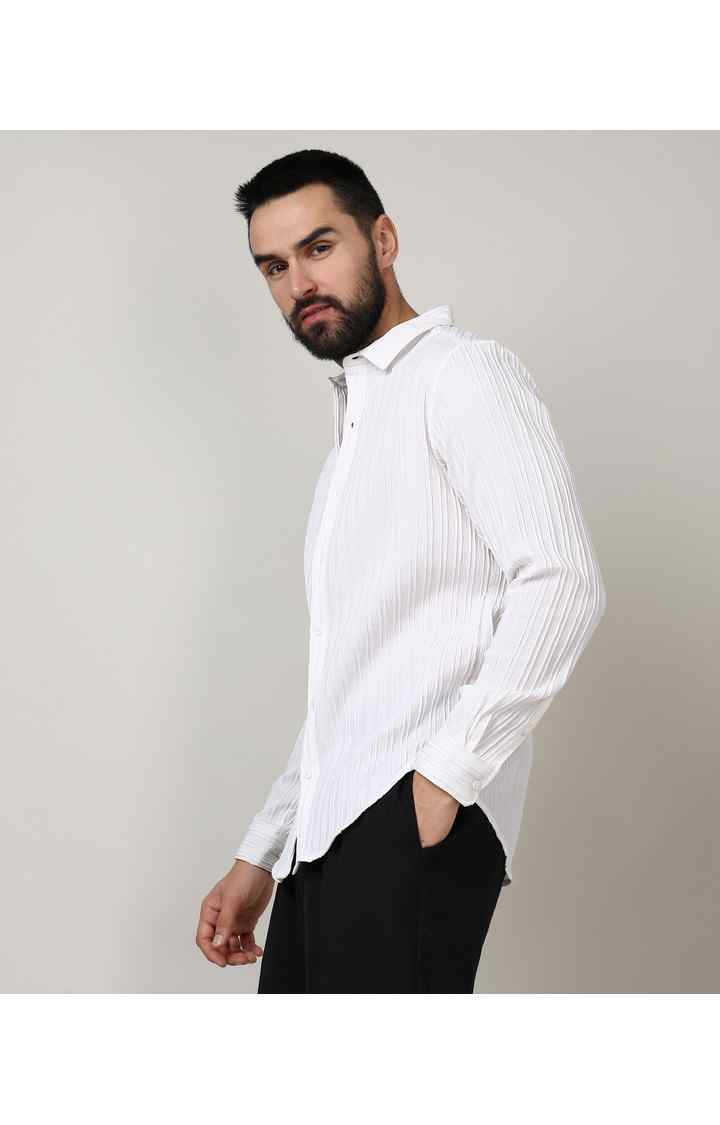 Men's White Solid Casual Shirts