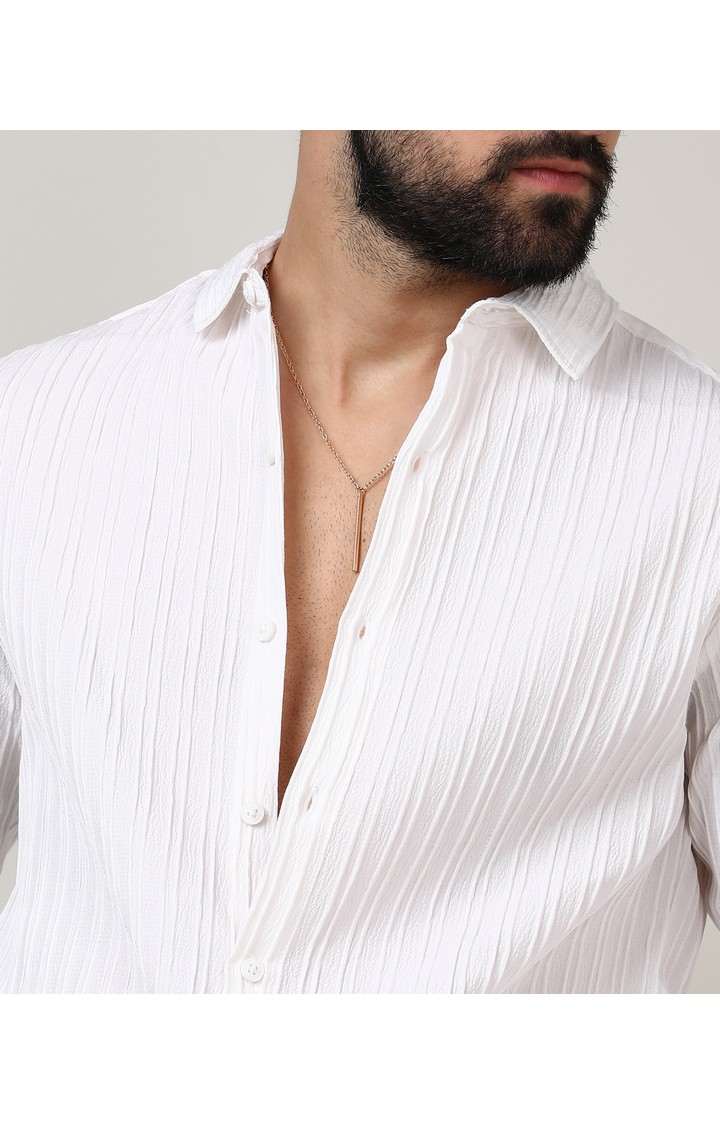 Men's White Solid Casual Shirts