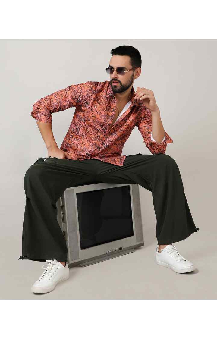 Men's Brown Printed Casual Shirts