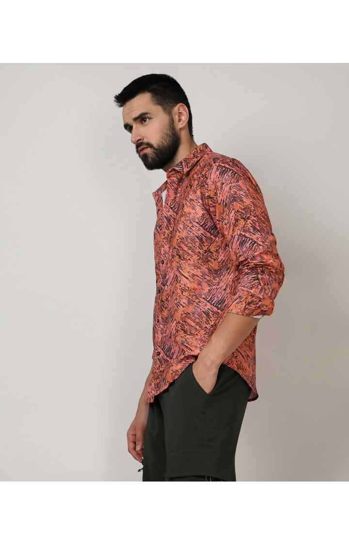 Men's Brown Printed Casual Shirts