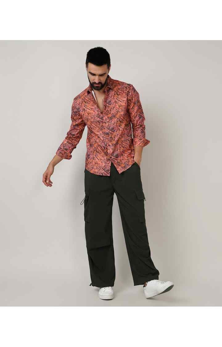 Men's Brown Printed Casual Shirts