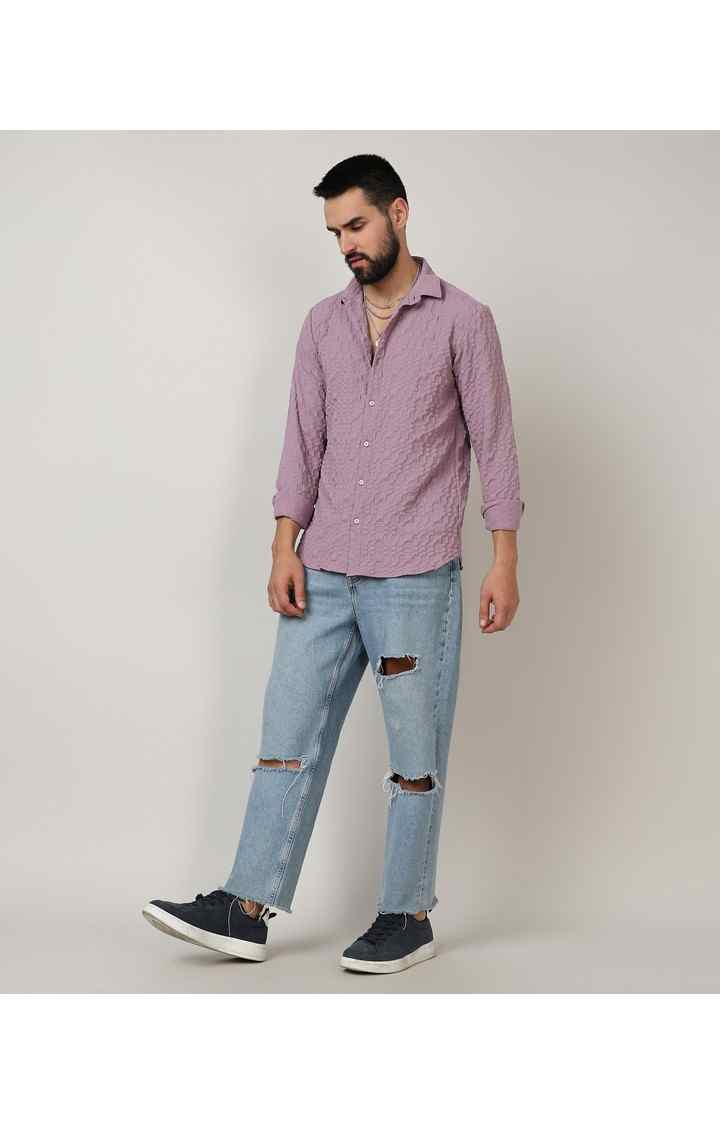 Men's Purple Solid Casual Shirts