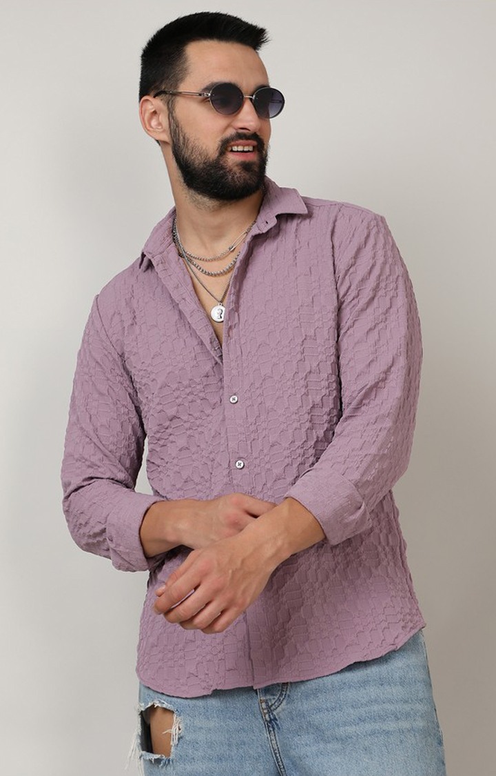 Men's Purple Solid Casual Shirts