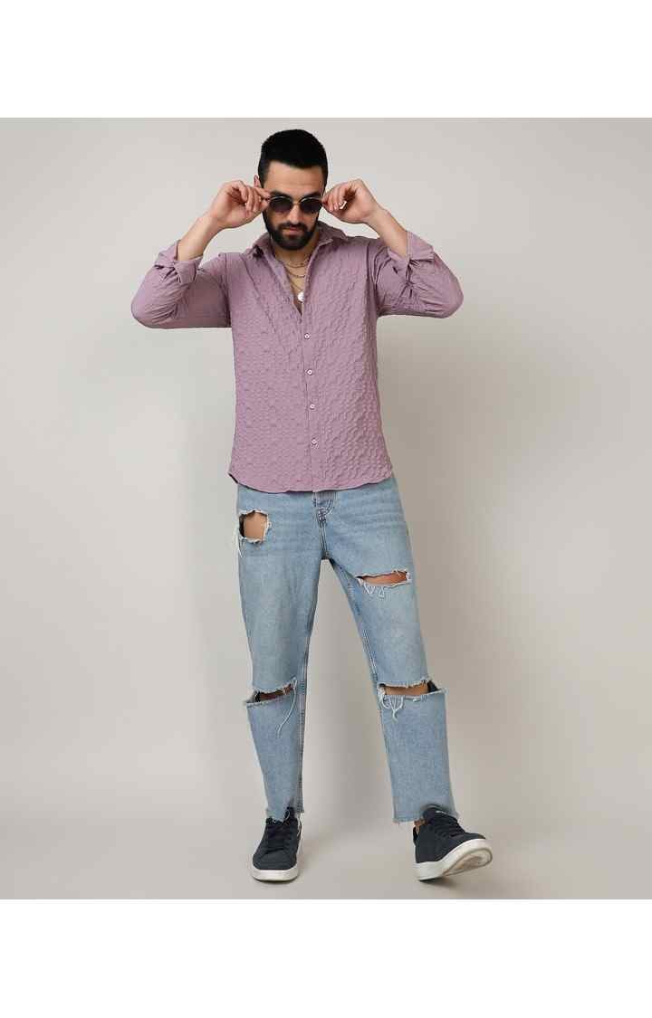 Men's Purple Solid Casual Shirts