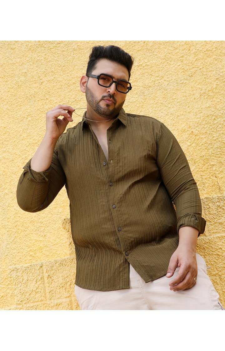 Men's Green Solid Casual Shirts