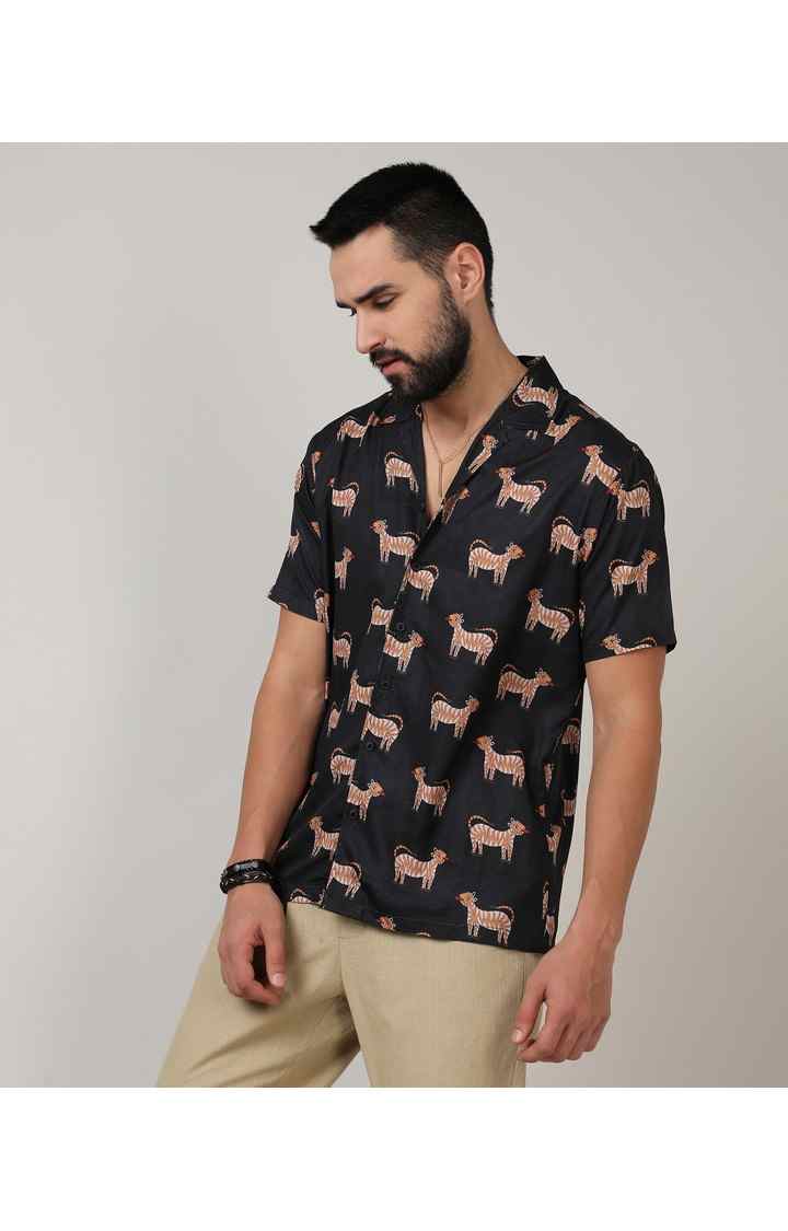 Men's Black Printed Casual Shirts