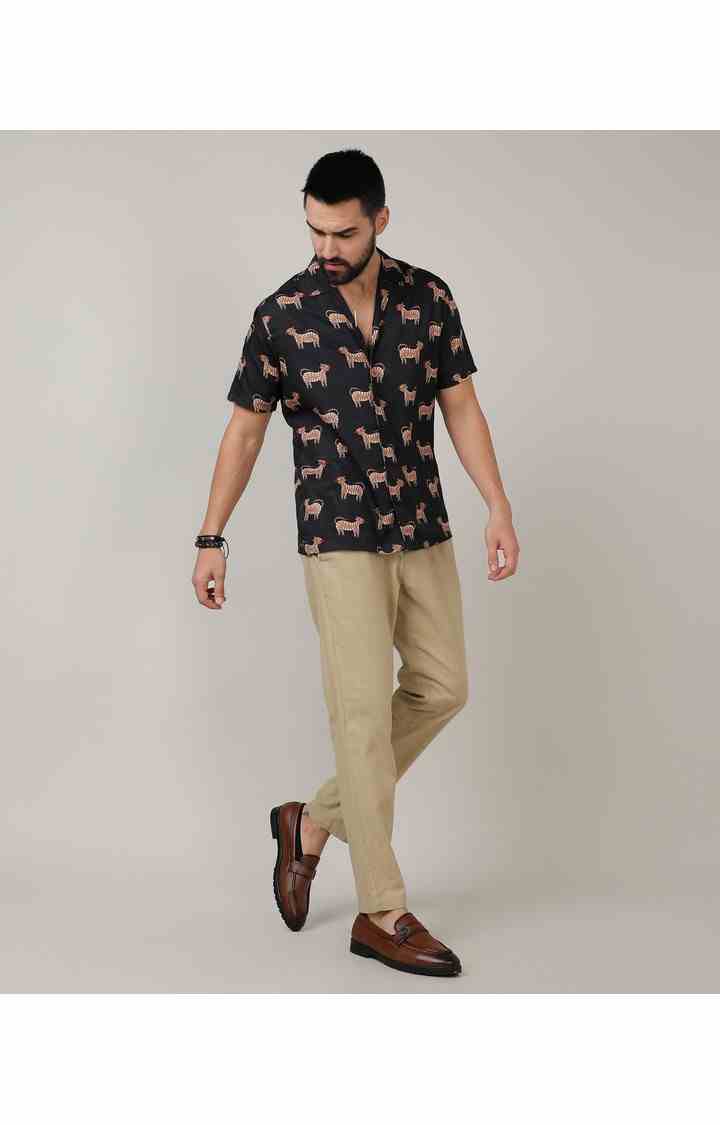Men's Black Printed Casual Shirts