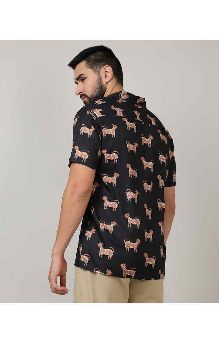 Men's Black Printed Casual Shirts