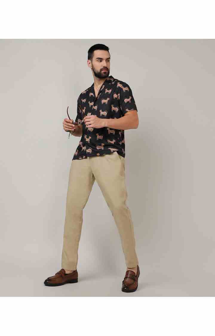 Men's Black Printed Casual Shirts