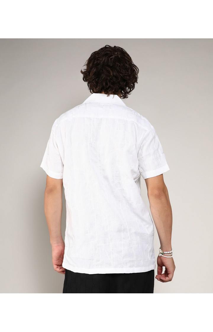 Men's White Embroidered Casual Shirts