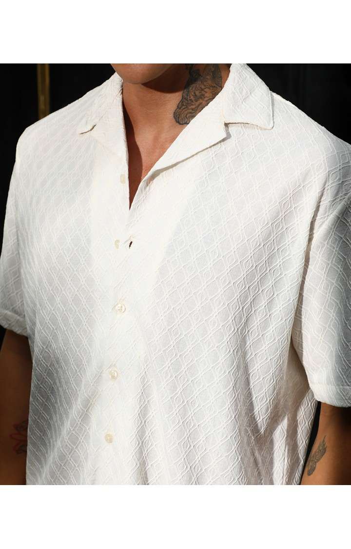 Men's White Solid Oversized Shirts