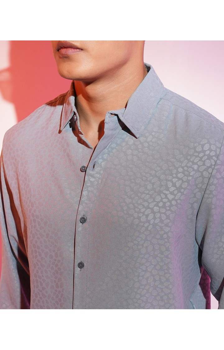 Men's Grey Solid Casual Shirts