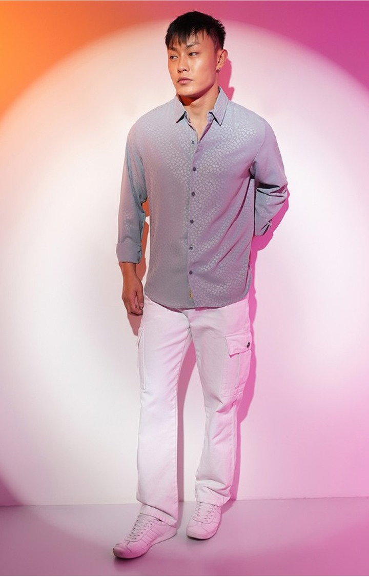 Men's Grey Solid Casual Shirts