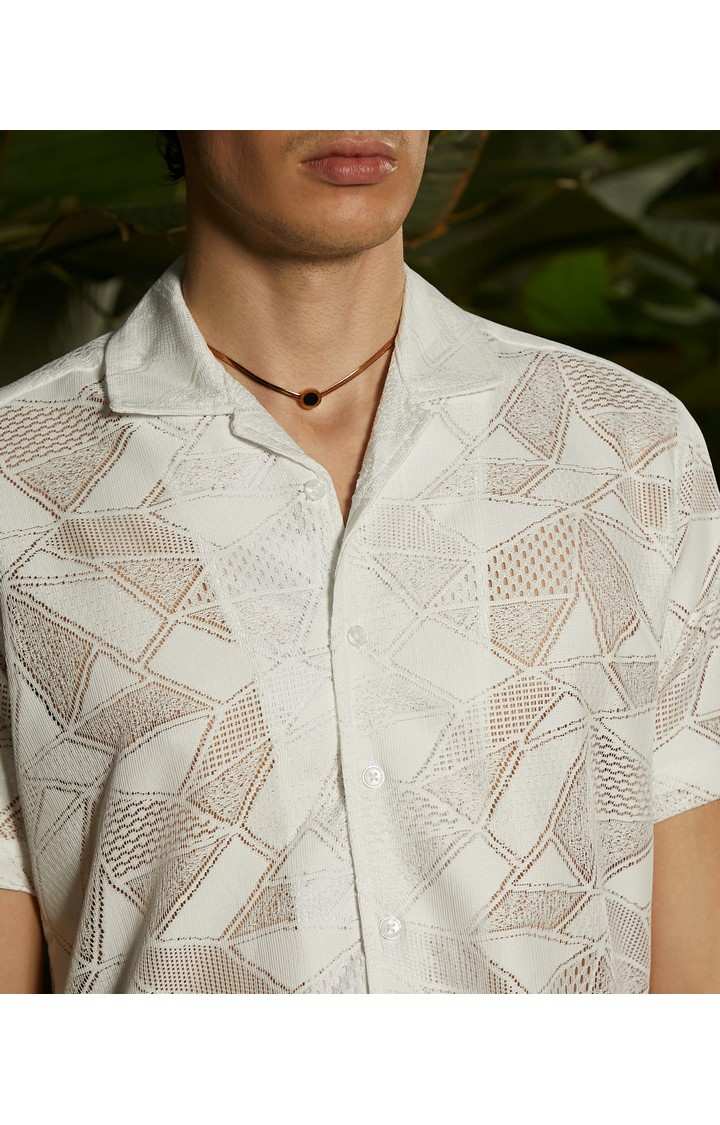 Men's White Solid Casual Shirts