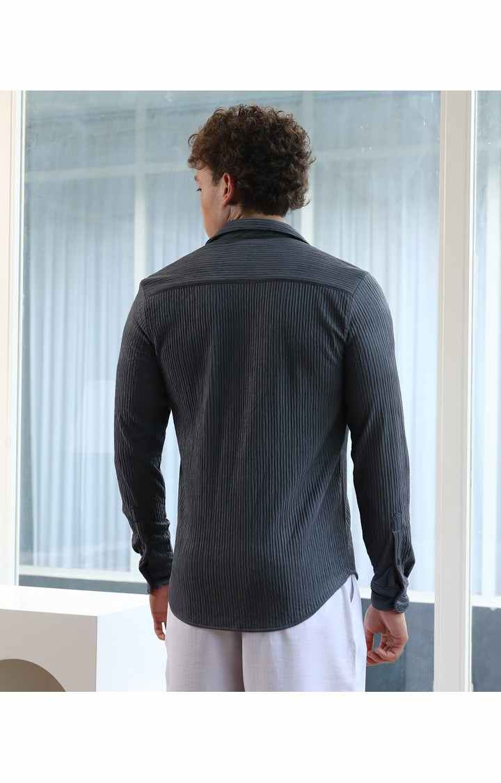 Men's Grey Solid Casual Shirts