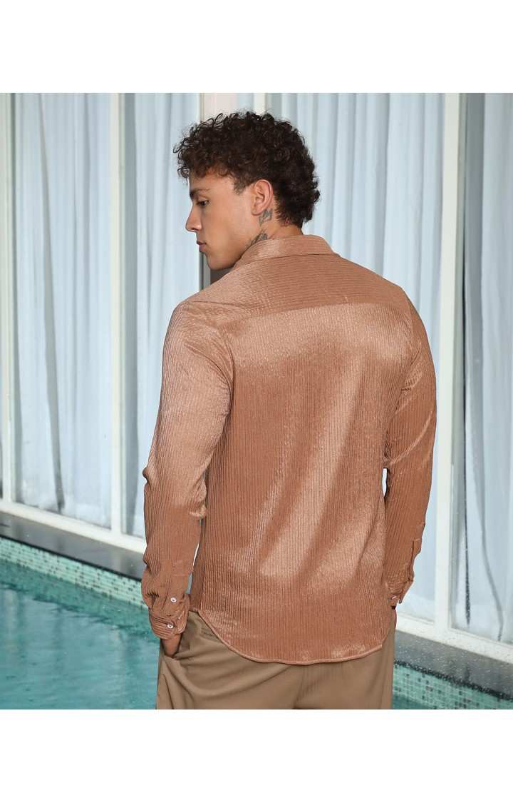Men's Beige Solid Casual Shirts