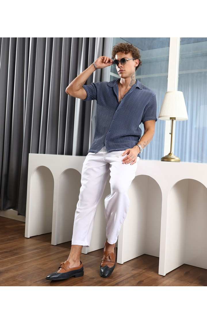 Men's Blue Solid Casual Shirts