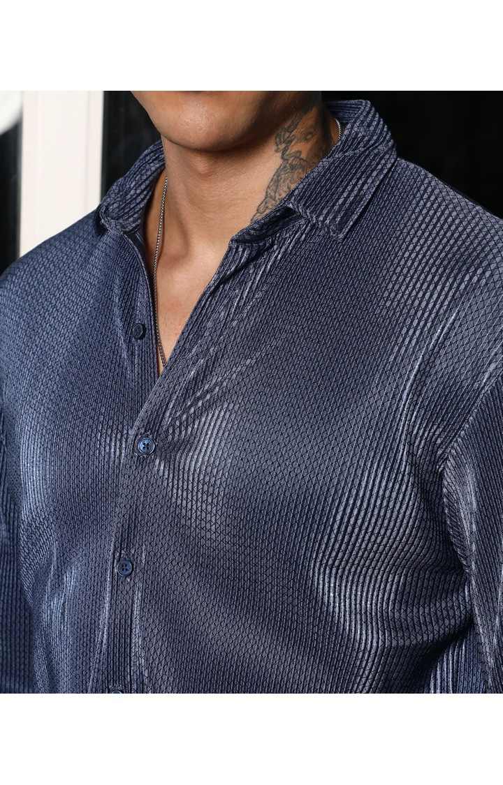 Men's Blue Solid Casual Shirts