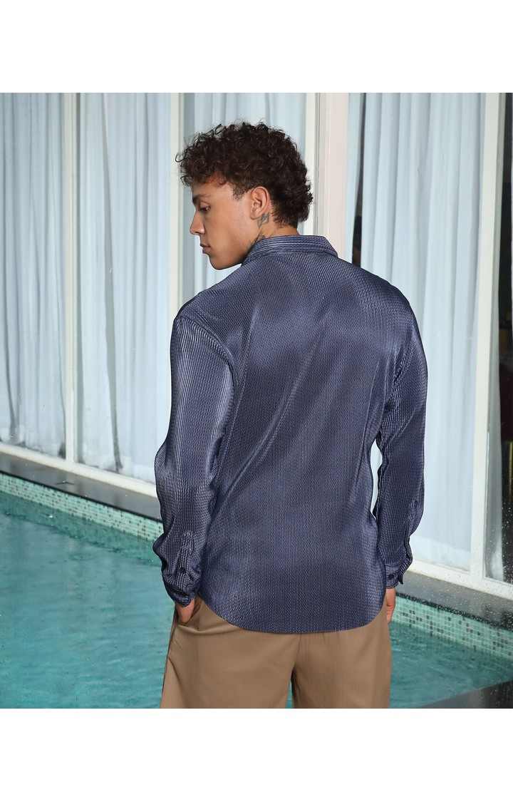 Men's Blue Solid Casual Shirts