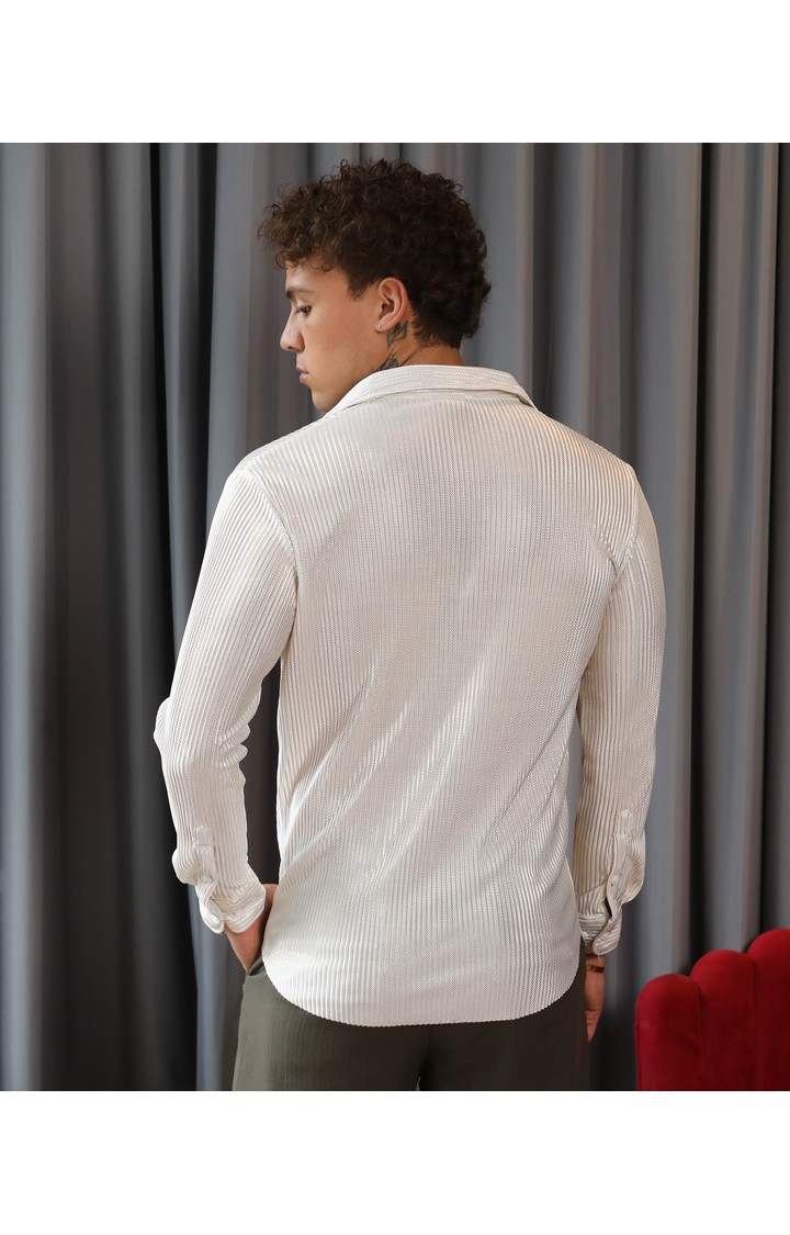 Men's White Printed Casual Shirts
