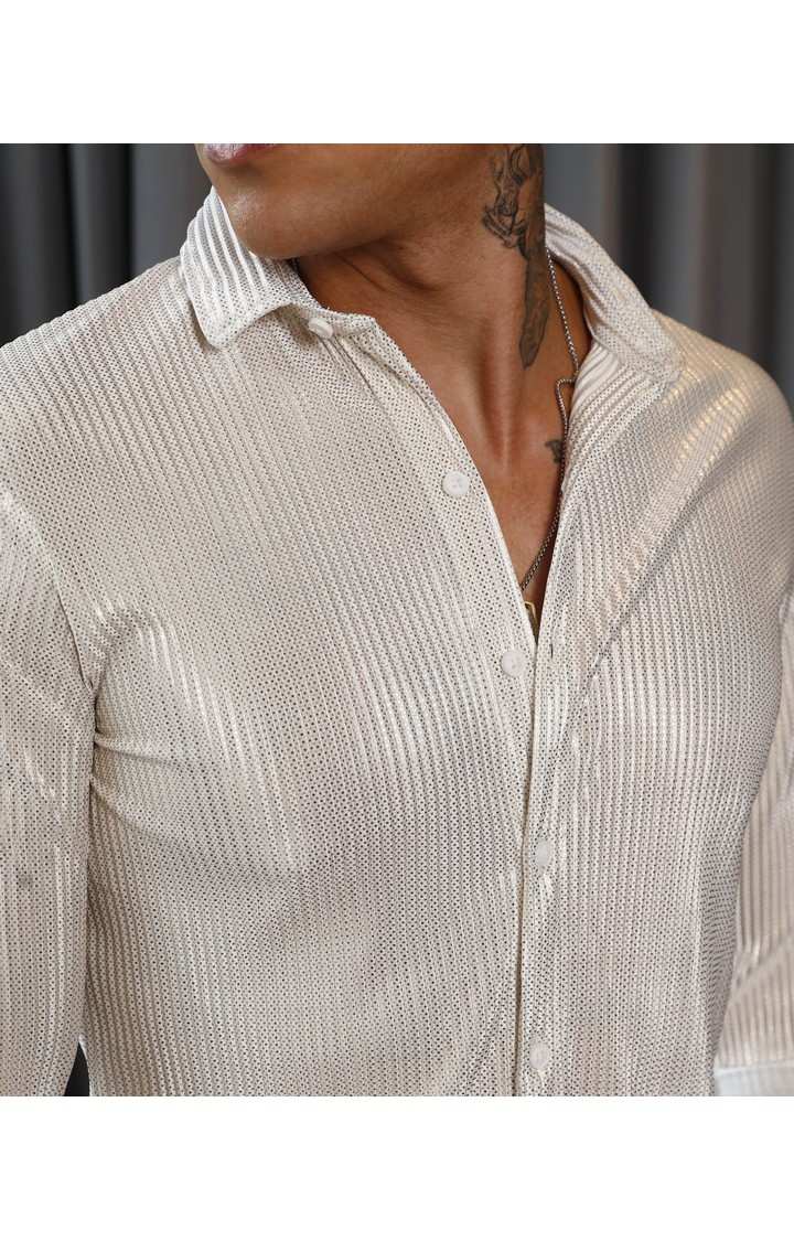 Men's White Printed Casual Shirts