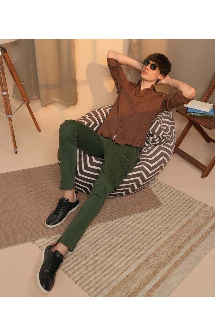 Men's Brown Striped Casual Shirts