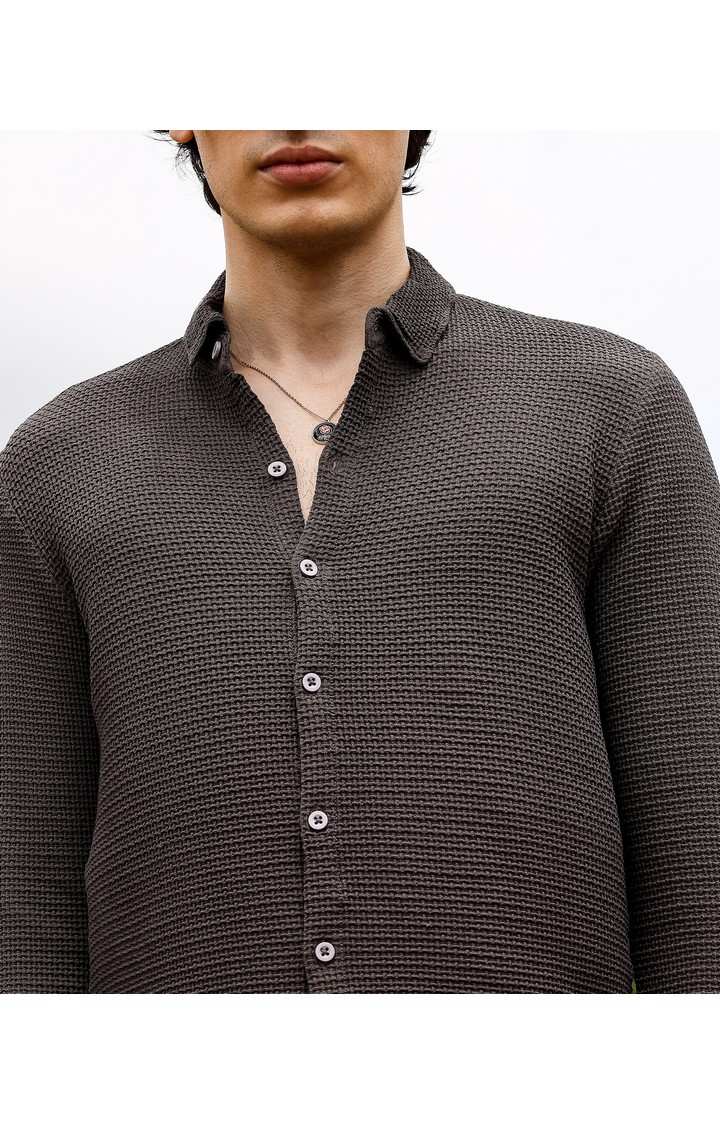Men's Black Solid Casual Shirts