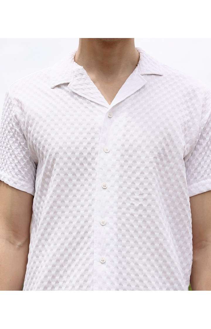 Men's White Solid Casual Shirts
