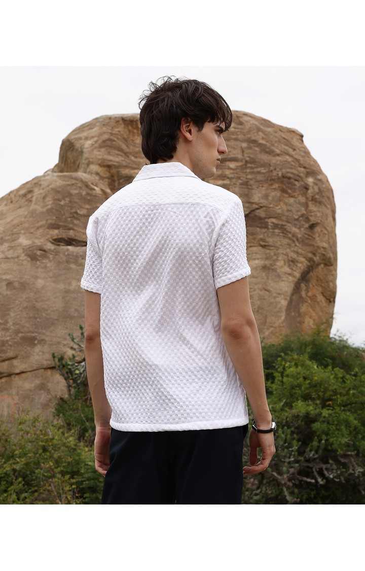 Men's White Solid Casual Shirts