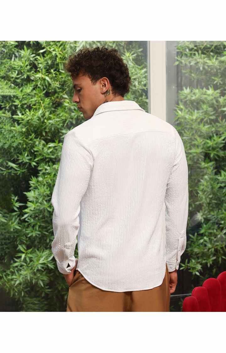 Men's White Solid Casual Shirts