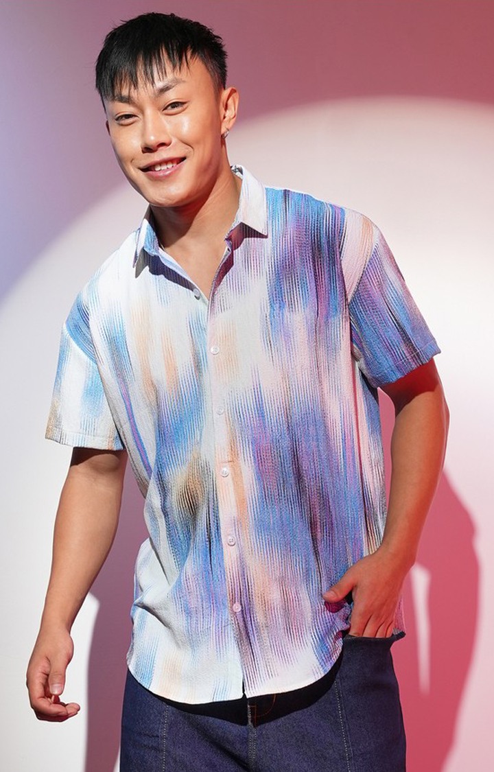 Men's Multicolor Textured Casual Shirts