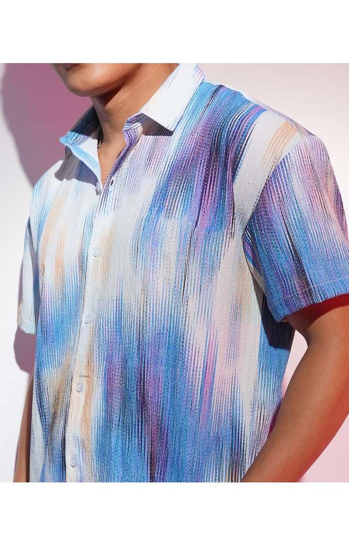 Men's Multicolor Textured Casual Shirts