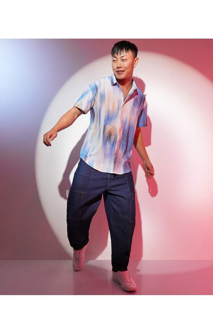 Men's Multicolor Textured Casual Shirts
