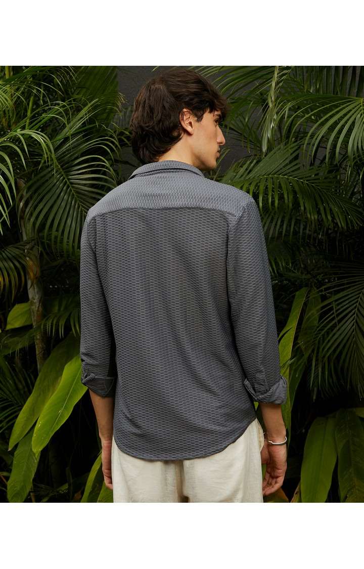 Men's Grey Solid Casual Shirts