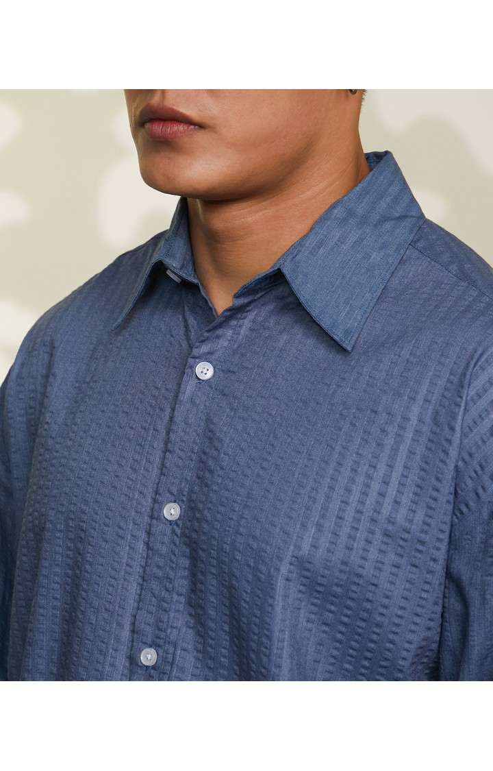 Men's Navy Solid Casual Shirts