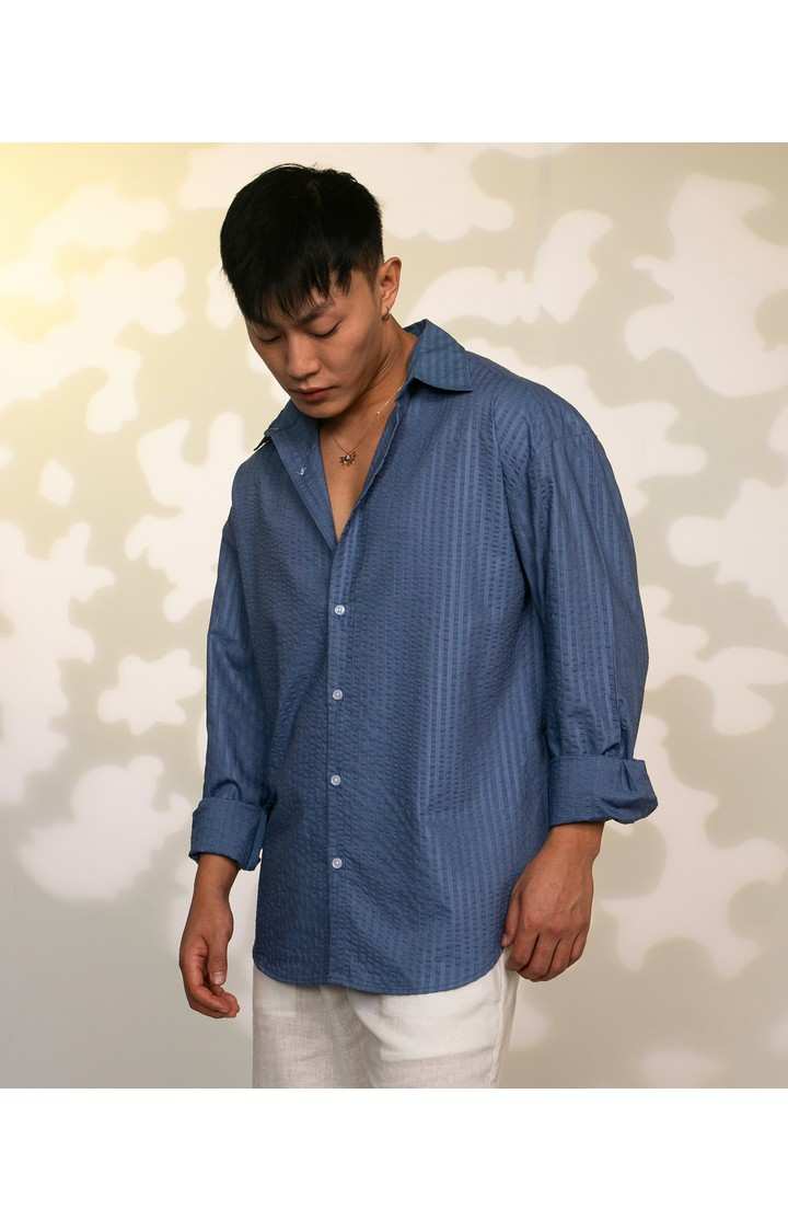 Men's Navy Solid Casual Shirts