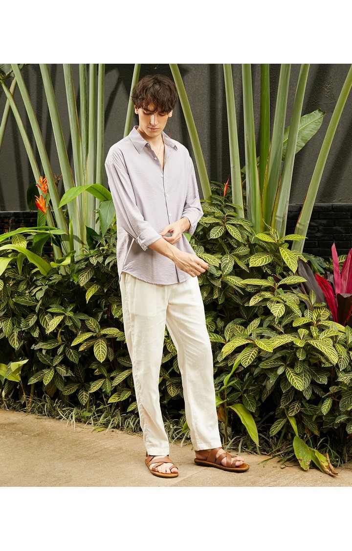Men's Purple Solid Casual Shirts
