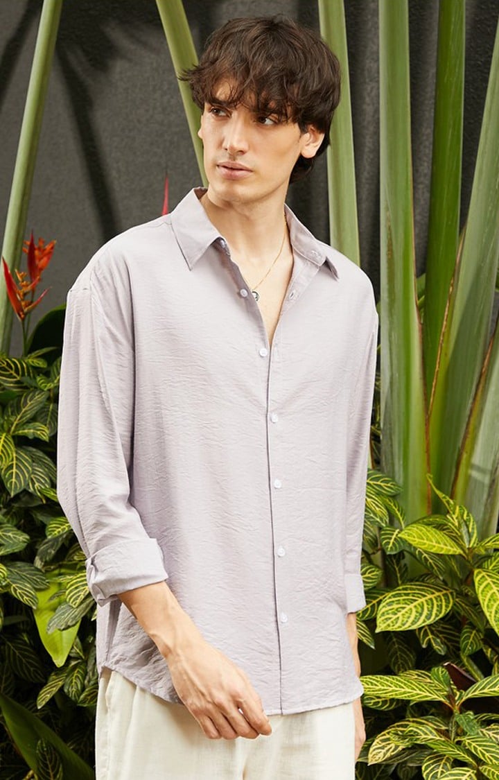 Men's Purple Solid Casual Shirts