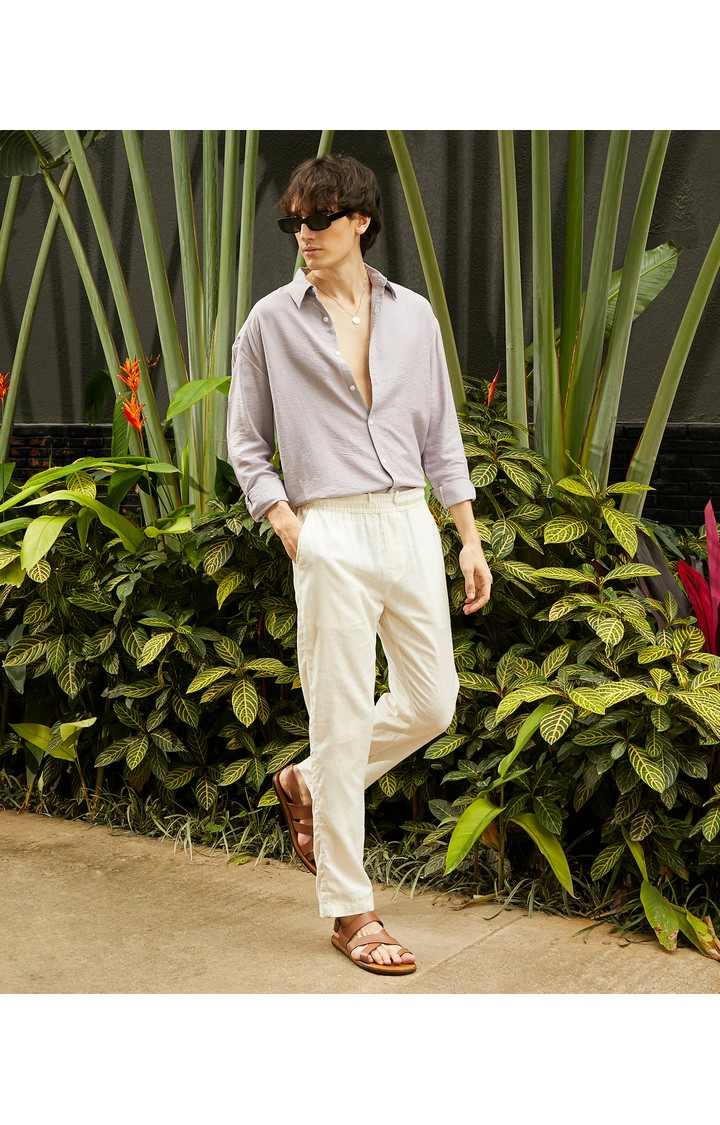 Men's Purple Solid Casual Shirts