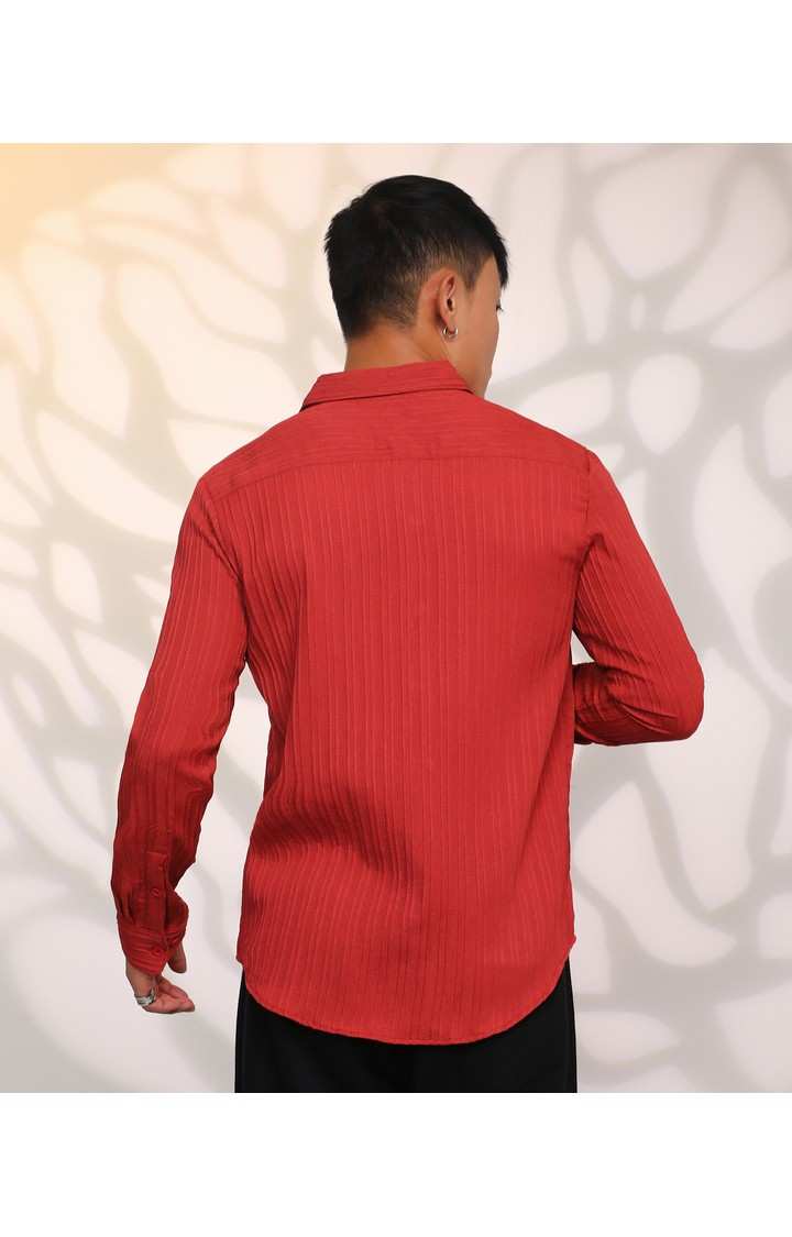 Men's Red Solid Casual Shirts