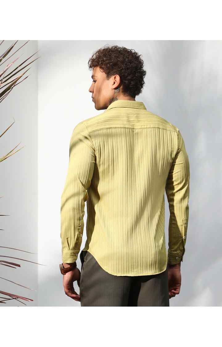 Men's Yellow Solid Casual Shirts