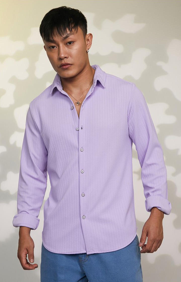 Men's Purple Solid Casual Shirts
